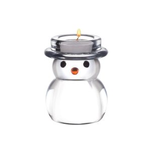 Rejoice Glass Snowman Tealight Holder