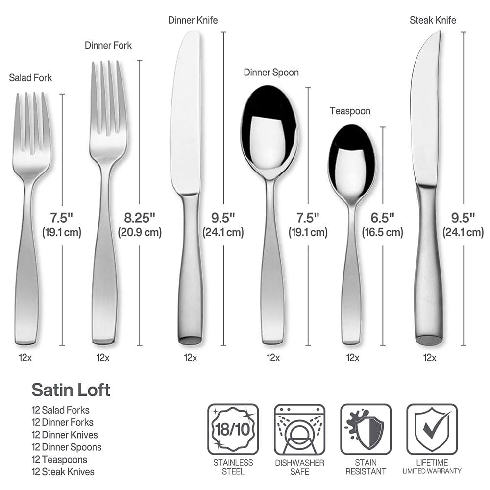Satin Loft 75 Piece Flatware Set. Service for 12 - Image 5