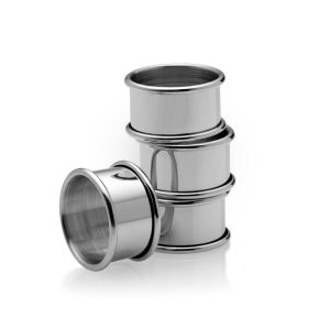 Set of 4 Plain Pewter Napkin Rings
