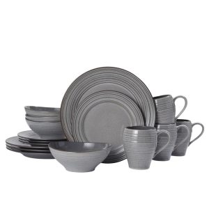 Swirl Speckle Graphite 16 Piece Dinnerware Set. Service for 4