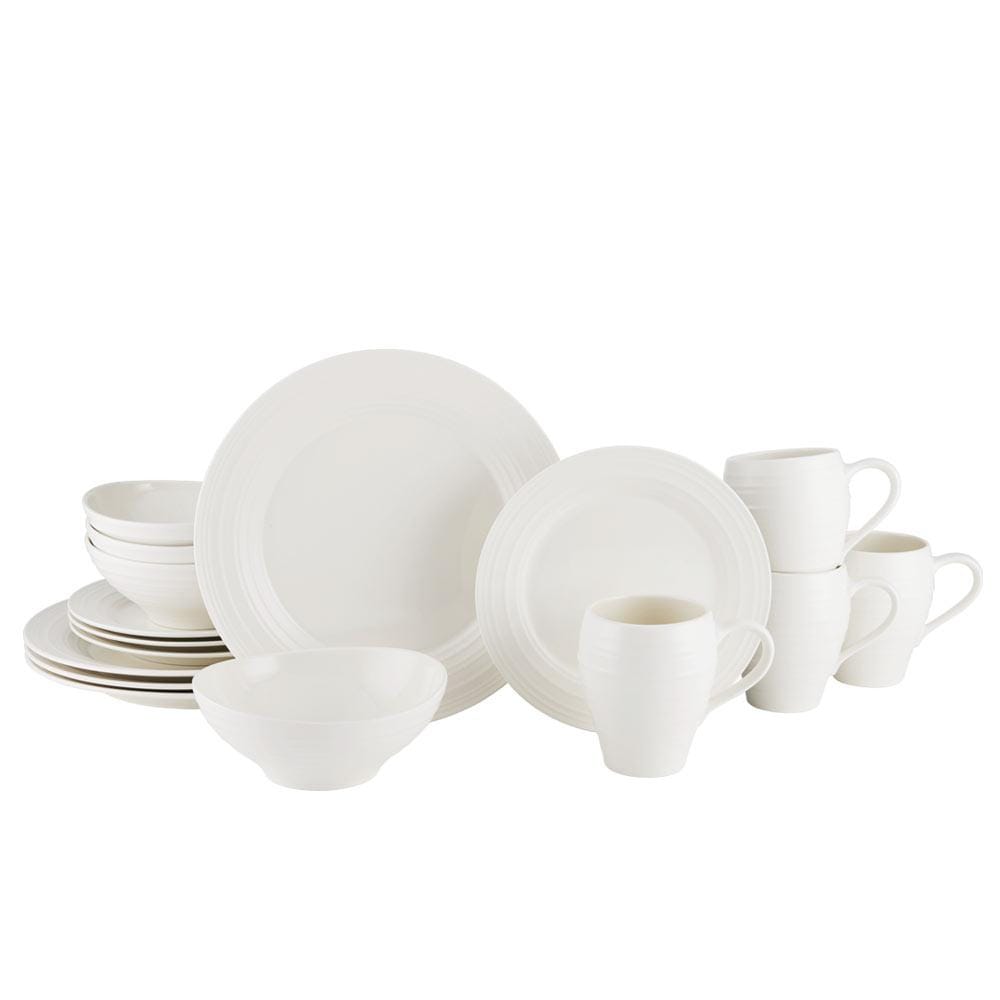 Swirl White 16 Piece Dinnerware Set. Service for 4