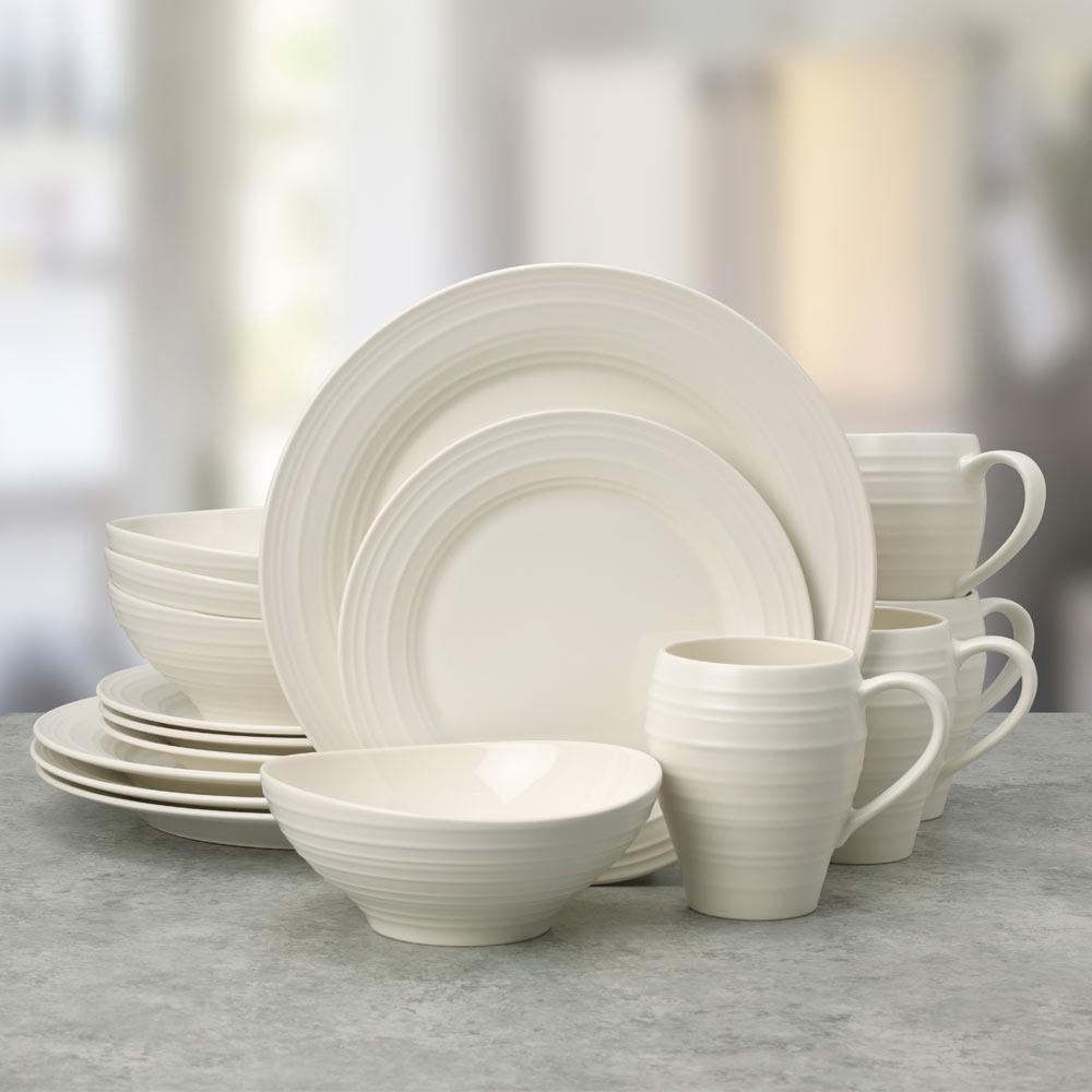 Swirl White 16 Piece Dinnerware Set. Service for 4 - Image 3