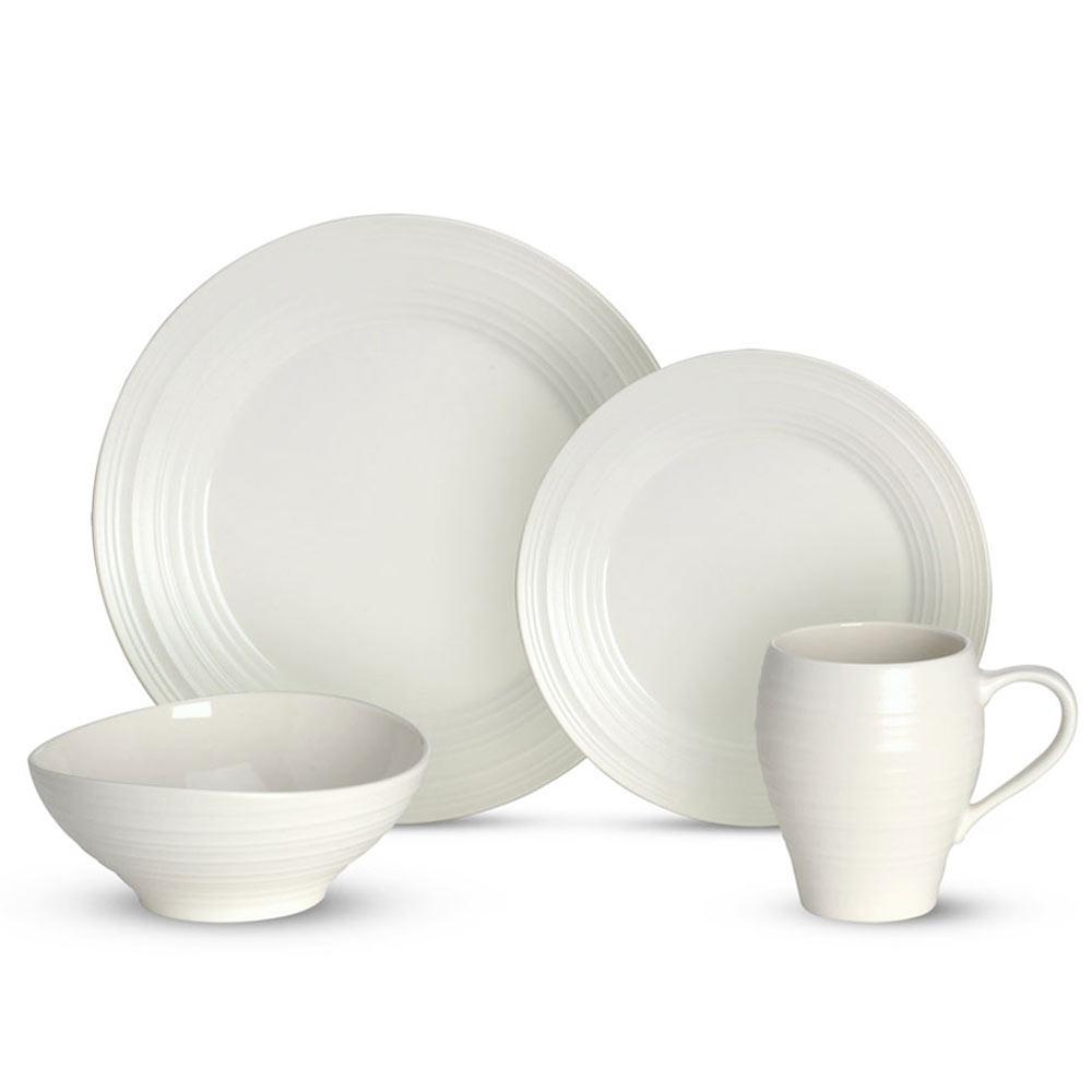 Swirl White 16 Piece Dinnerware Set. Service for 4 - Image 9