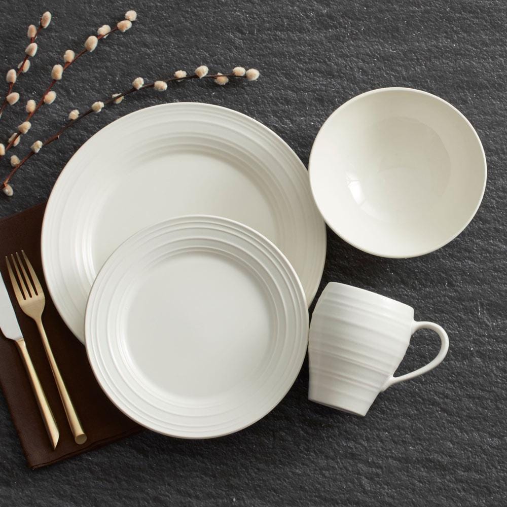 Swirl White 16 Piece Dinnerware Set. Service for 4 - Image 2