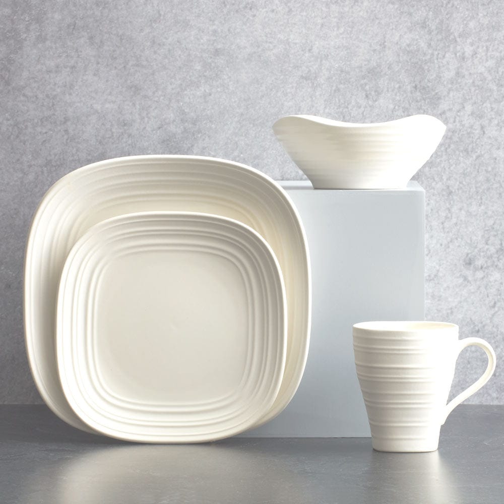 Swirl White Square 16 Piece Dinnerware Set. Service for 4 - Image 9