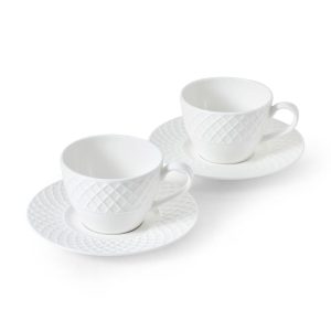 Trellis Set of 2 Tea Cups and Saucers