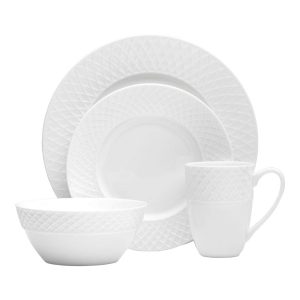 Trellis White 16 Piece Dinnerware Set