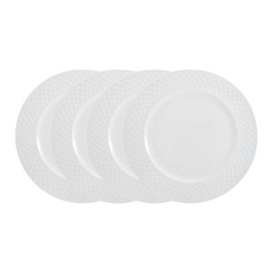 Trellis White Set of 4 Dinner Plates