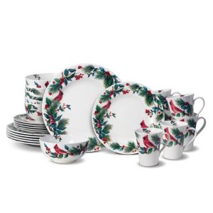 Winter Cardinal 24 Piece Dinnerware Set. Service for 6