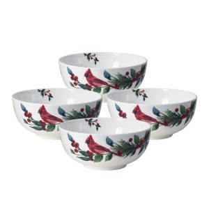 Winter Cardinal Set of 4 Fruit Bowls